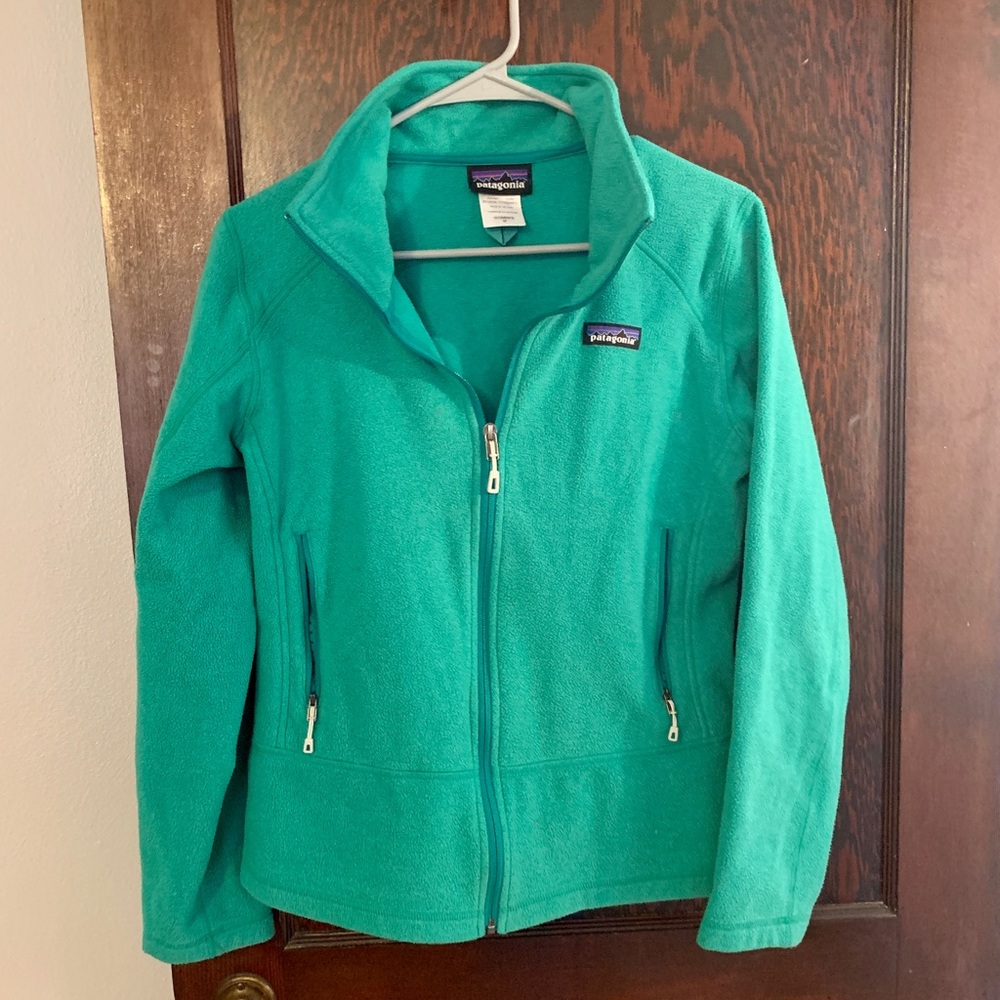 Green Patagonia fleece jacket
